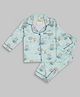 Pyjama Party Pure Cotton Woven Full Sleeves Fly High Printed Coordinating Night Suit Set - Blue