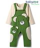 Babyoye 100% cotton Ecojiva Knit Dungaree & Full Sleeves Inner Tee With Animal Print - Green