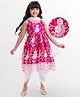 EARTHY TOUCH Woven Sleeveless Kurta & Dhoti Set with Dupatta & Floral Embroidery - Dark Pink