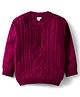 Babyhug Knitted Full Sleeves Pullover Sweater With Cable Knit Design - Wine