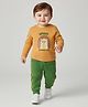 Babyoye 100% Cotton Eco Jiva Knit Full Sleeves T-Shirt & Lounge Pant Set With Hedgehog Print - Yellow & Green