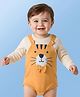 Babyoye 100% Cotton With Eco Jiva Finish Full Sleeves Onesie With Tiger Print & Bow Applique - Yellow