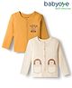 Babyoye 100% Cotton Knit Eco Jiva Full Sleeves Jhablas with Bear Print Pack of 2 - Mustard & Cream