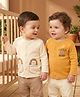 Babyoye 100% Cotton Knit Eco Jiva Full Sleeves Jhablas with Bear Print Pack of 2 - Mustard & Cream
