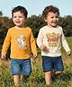 Babyoye 100% Cotton Knit Eco Jiva Finish Full Sleeves T-Shirts With Bear & Smile Everyday Text Print Pack of 2 - Yellow & Beige
