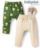 Babyoye 100% Cotton Interlock Knit Full Length Diaper Leggings With Eco Jiva Finish & Animal Print Pack Of 2 - Green & White