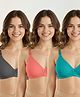 Bella Mama Cotton Elastane Knit Maternity Non Wired Nursing Bra Pack of 3 (Colour May Vary)