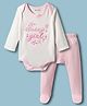 Kookie Kids Interlock Knit Full Sleeves Onesie & Footed Legging with Daddys Little Girl Embroidery - Pink & White