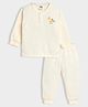 Mi Arcus Knit Full Sleeves Baby Giraffe Printed Thermal Tee & Joggers Set - Cream