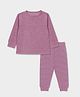 Mi Arcus Knit Full Sleeves Textured Top & Joggers Set - Mauve