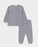 Mi Arcus Knit Full Sleeves Textured Thermal Tee & Joggers Set - Grey
