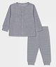 Mi Arcus Knit Full Sleeves Solid Thermal Tee & Joggers Set - Grey
