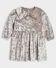 Mi Arcus Knit Full Sleeves Shimmered Peter Pan Collar Dress - Silver