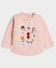 Mi Arcus 100% Cotton Knit Full Sleeves Floral Embroidered & Applique Detailed Tee - Peach