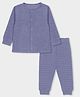 Mi Arcus Knit Full Sleeves Solid Thermal Tee & Joggers Set - Blue