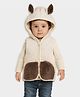 Mi Arcus Knit Sleeveless Fur & Ear Applique Detailed Winter Hooded Jacket - Cream & Brown