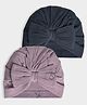 Mi Arcus 100% Cotton Pack Of 2 Solid & Acorn Designed Caps - 32 Cms - Multi Colour