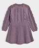 Mi Arcus 100% Cotton Knit Full Sleeves Cable Knit Designed Dress - Mauve