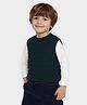 Mi Arcus 100% Cotton Knit Sleeveless Self Designed Sweater - Green