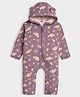 Mi Arcus Knit Full Sleeves Floral & Baby Animals Printed Hooded Romper - Mauve
