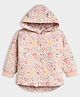 Mi Arcus Woven Full Sleeves Floral Printed Light Winter Hooded Jacket - Peach
