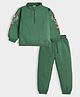 Mi Arcus Knit Full Sleeves Floral Embroidered Zipper Sweatshirt & Joggers Set - Green