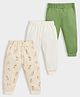Mi Arcus Knit Pack Of 3 Solid & Bunnies Printed Ribbed Pajamas - Multi Colour