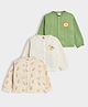 Mi Arcus Knit Pack Of 3 Full Sleeves Baby Animals Printed Ribbed Thermal Tees - Multi Colour