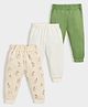 Mi Arcus Knit Pack Of 3 Solid & Bunnies Printed Ribbed Pajamas - Multi Colour