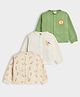 Mi Arcus Knit Pack Of 3 Full Sleeves Baby Animals Printed Ribbed Thermal Tees - Multi Colour