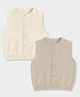 Mi Arcus 100% Cotton Knit Pack Of 2 Sleeveless Sweaters - Beige