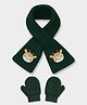 Mi Arcus Cute Giraffee Face Embroidered Muffler with Mittens Set - Green