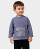 Mi Arcus Knit Full Sleeves Solid Pocket Detailed Tee - Blue