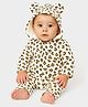 Mi Arcus 100% Cotton Knit Full Sleeves Leopard Printed Ears Designed Hooded Romper - Multi Colour