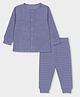 Mi Arcus Woven Full Sleeves Textured Thermal Tee & Joggers Set - Blue