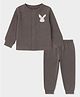 Mi Arcus Woven Full Sleeves Bunny Face Printed Ribbed Thermal Tee & Joggers Set - Grey