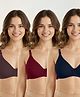 Bella Mama Cotton Elastane Knit Maternity Non Wired Nursing Bra Pack of 3 (Colour May Vary)