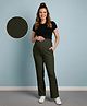 Bella Mama Knit Full Length Maternity High Coverage Rib Knit Pant - Olive Green