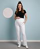 Bella Mama Full Length High Coverage Maternity Rib Knit Solid Coloured Pant - White