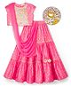 EARTHY TOUCH Viscose Woven Half Sleeves Choli Lehenga & Dupatta Set With Sequin & Mirror Embriodery - Pink