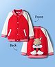 Mark & Mia Raglan Full Sleeves Bomber Jacket With Bunny Print & Applique - Red