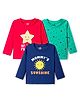 Doodle Poodle 100% Cotton Knit Full Sleeves T-Shirts With Star Sun Print Pack of 3 - Navy Blue Red & Green