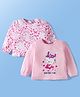 Doodle Poodle 100% Cotton Knit Full Sleeves Tops with Bunny & Rainbow Print Pack of 2 - White & Pink