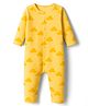 Kookie Kids Interlock Knit Full Sleeves Romper With Car Print - Yellow