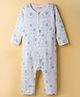 Kookie Kids Interlock Knit Full Sleeves Romper With Elephant Print - White