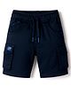 Olio Kids Denim Knit Above Knee Length Shorts With Text Print - Navy Blue