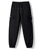 Olio Kids Cotton Woven Full Length Solid Colour Joggers - Black