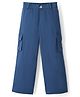 Kookie Kids Cotton Woven Full Length Solid Colour Safari Pant With Pockets & Buckles - Blue