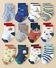 SYGA Pack of 12 Cotton Ship & Frog Printed Socks - Multi Colour
