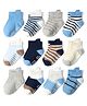 SYGA Pack of 12 Cotton Striped & Star Grip Dots Printed Socks - Multi Colour